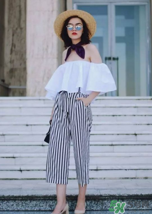 條紋闊腿褲配什么上衣？條紋闊腿褲搭配上衣圖片