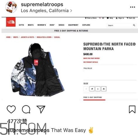 supreme與the north face雪山聯名多少錢_上身效果 supreme與the north face雪山聯名多少錢_上身效果