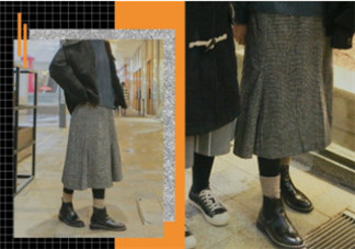 格子裙搭配毛衣好看吧 就算冬也不要放棄裙子