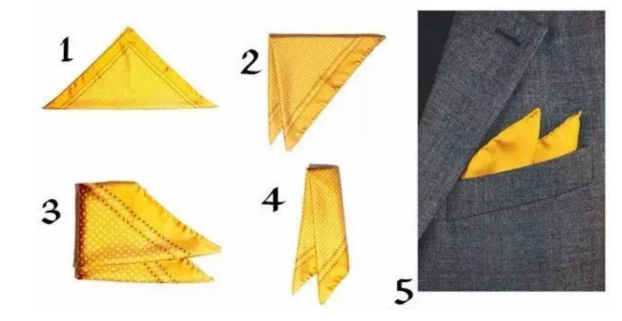 口袋巾的四種折法與面料選擇 口袋巾的四種折法與面料選擇