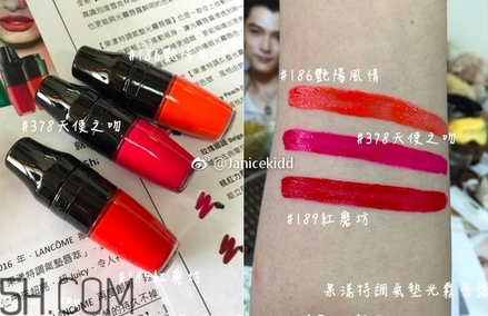 蘭蔻搖搖樂(lè)啞光唇釉186是什么顏色？蘭蔻氣墊光霧唇露試色