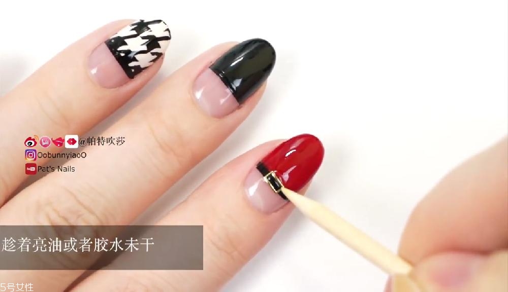 千鳥格美甲圖片畫法 美甲千鳥格畫法步驟 千鳥格美甲圖片畫法 美甲千鳥格畫法步驟