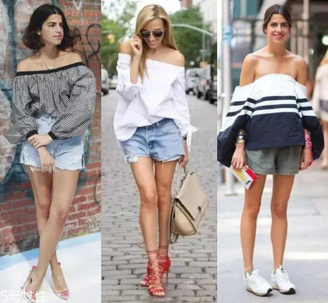 一字肩衣服配什么褲子？一字肩上衣搭配褲子圖片