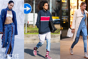 牛仔褲配球鞋好看嗎 牛仔褲配平底鞋圖片