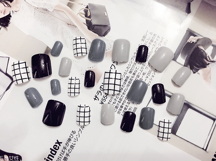 黑白灰美甲圖片 黑白灰三色漂亮美甲圖 黑白灰美甲圖片 黑白灰三色漂亮美甲圖